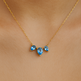 Teardrop Shaped Swiss Blue Topaz Necklace in Solid 10k Yellow Gold