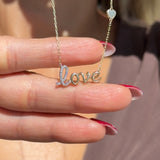 Diamond Love Necklace in Solid 14k Yellow Gold