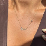 Diamond Love Necklace in Solid 14k Yellow Gold