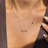 Diamond Love Necklace in Solid 14k Yellow Gold