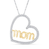10K Gold Diamond Heart Mom Necklace