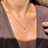 Mother of Pearl and Diamond Cutout Pendant Necklace in Solid 14k Rose Gold