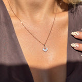 Mother of Pearl and Diamond Cutout Pendant Necklace in Solid 14k Rose Gold