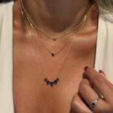 Citrine Station Necklace Bezel Set in Solid 14k Yellow Gold