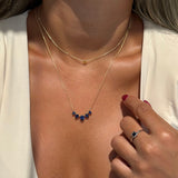 Citrine Station Necklace Bezel Set in Solid 14k Yellow Gold