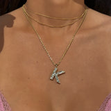 Radiant-Cut Initial Pendant in Solid 10k Yellow Gold - K