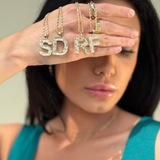 Radiant-Cut 10K Gold Initial Pendant
