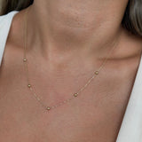 18" Beaded Station Necklace in Solid 14k Yellow Gold