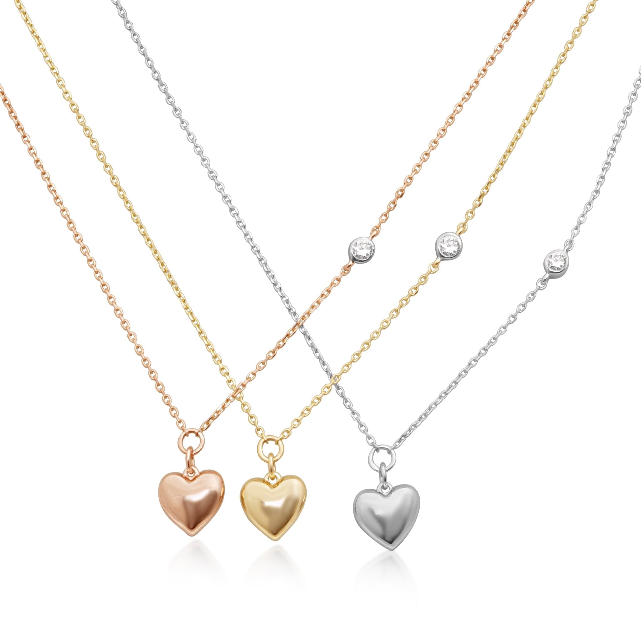 Bubble Heart and Diamond Station Necklace Necklaces Estella Collection #product_description# 18209 14k Colorless Gemstone Diamond #tag4# #tag5# #tag6# #tag7# #tag8# #tag9# #tag10#