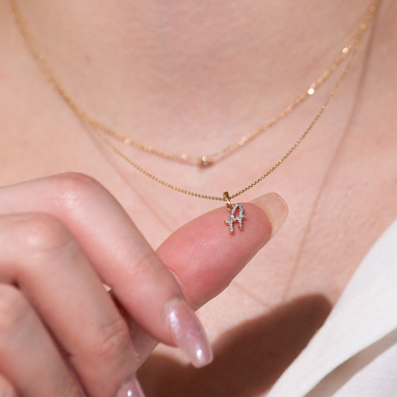 Cursive Diamond Initial Necklace - A Necklaces Estella Collection #product_description# 18557 14k Diamond Gemstone #tag4# #tag5# #tag6# #tag7# #tag8# #tag9# #tag10# 14k Yellow Gold