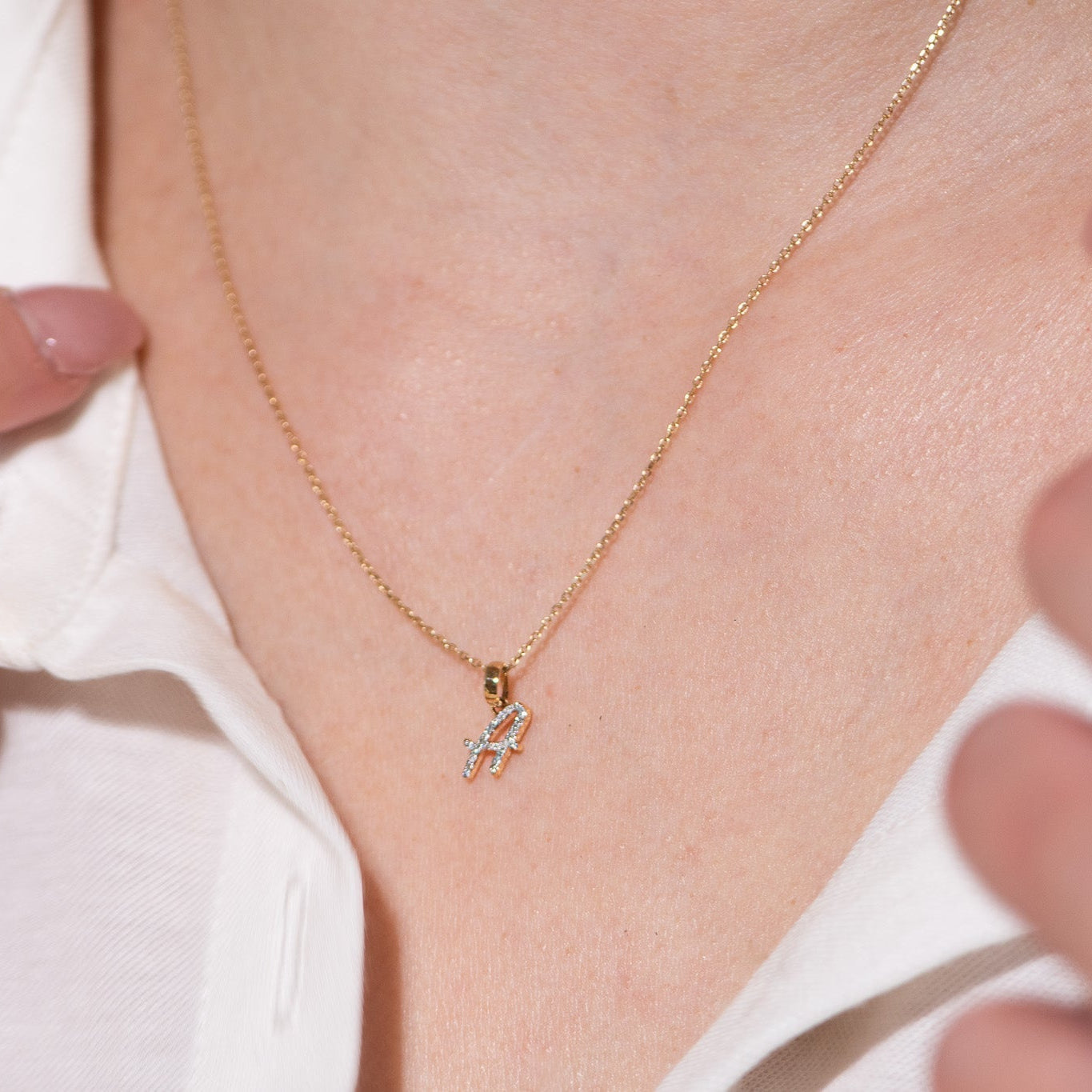 Cursive Diamond Initial Necklace - A Necklaces Estella Collection #product_description# 18557 14k Diamond Gemstone #tag4# #tag5# #tag6# #tag7# #tag8# #tag9# #tag10# 14k Yellow Gold