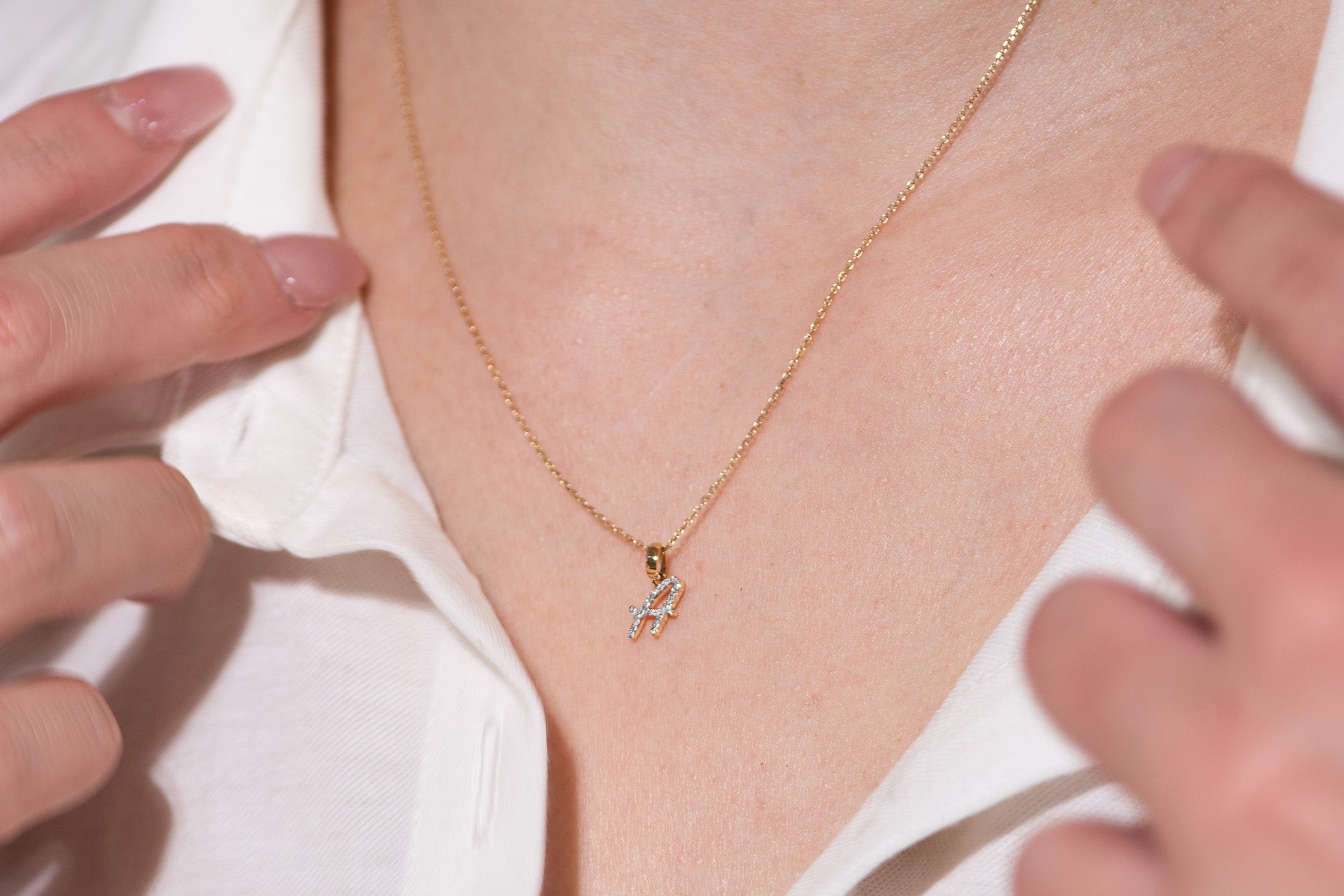 Cursive Diamond Initial Necklace - A Necklaces Estella Collection #product_description# 18557 14k Diamond Gemstone #tag4# #tag5# #tag6# #tag7# #tag8# #tag9# #tag10# 14k Yellow Gold