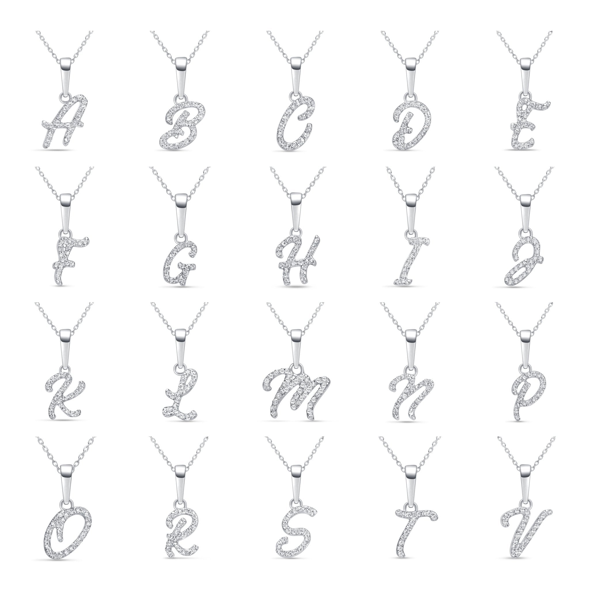 Cursive Diamond Initial Necklace - A Necklaces Estella Collection #product_description# 18557 14k Diamond Gemstone #tag4# #tag5# #tag6# #tag7# #tag8# #tag9# #tag10# 14k White Gold