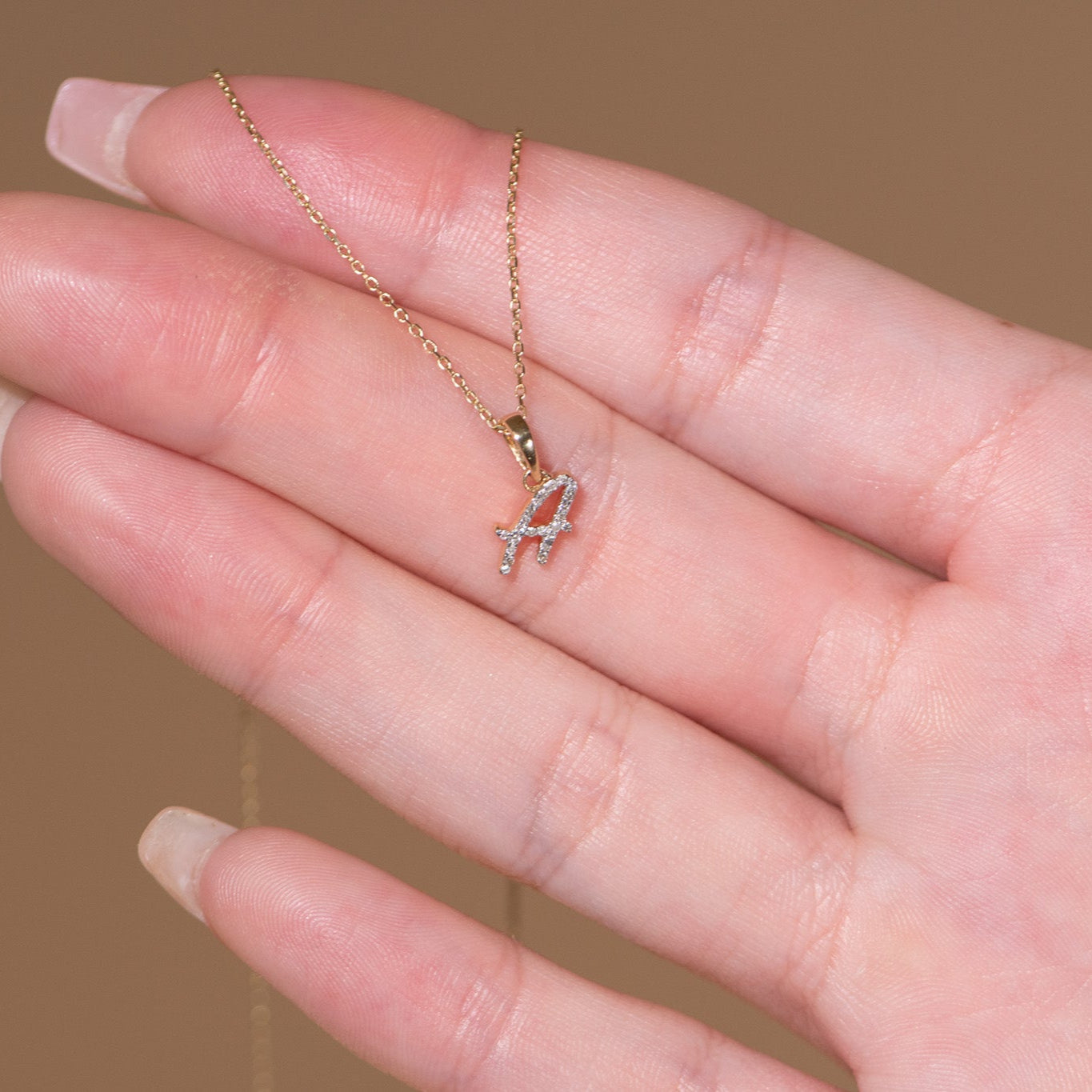 Cursive Diamond Initial Necklace - A Necklaces Estella Collection #product_description# 18557 14k Diamond Gemstone #tag4# #tag5# #tag6# #tag7# #tag8# #tag9# #tag10# 14k Yellow Gold