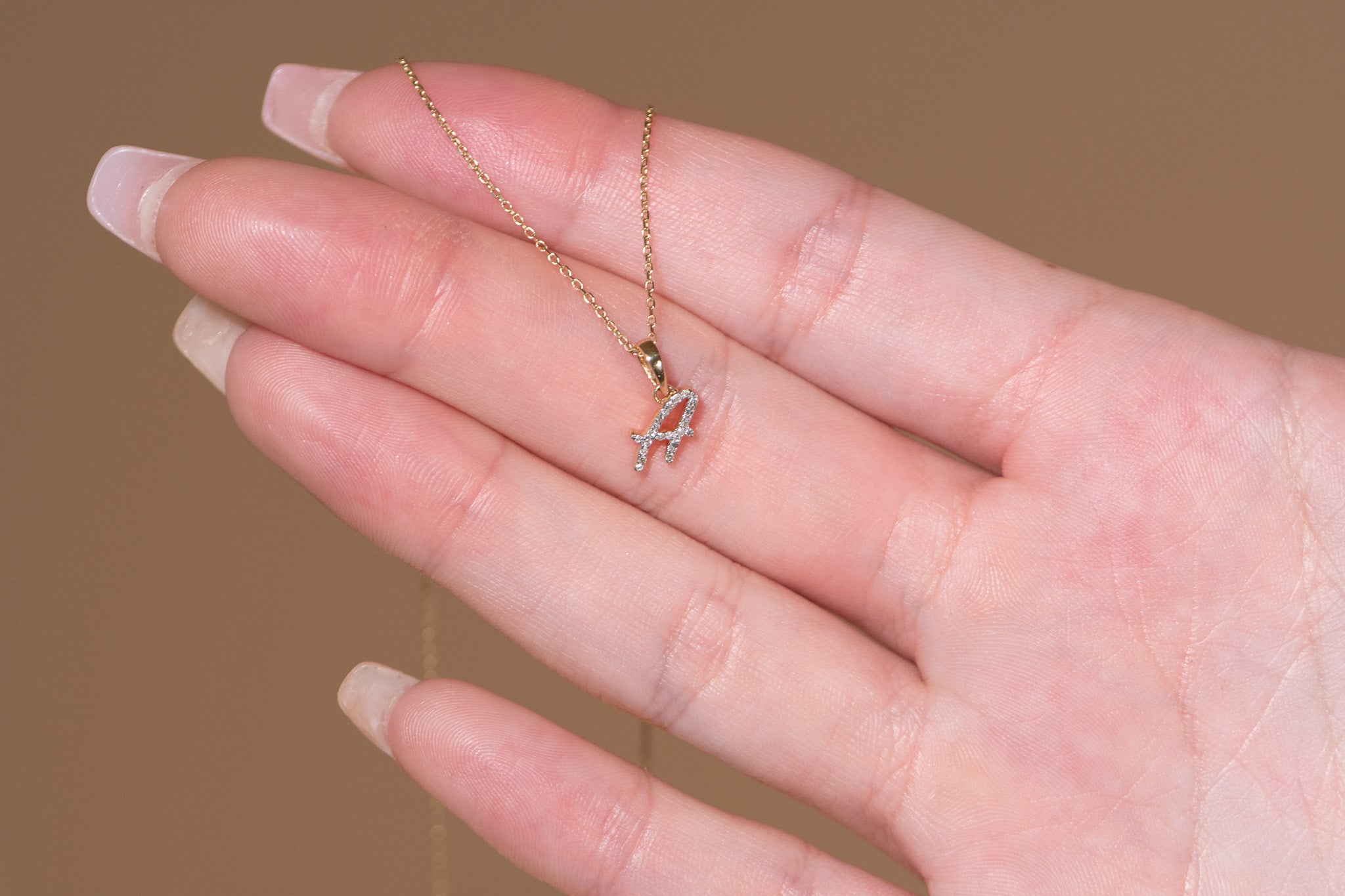 Cursive Diamond Initial Necklace - A Necklaces Estella Collection #product_description# 18557 14k Diamond Gemstone #tag4# #tag5# #tag6# #tag7# #tag8# #tag9# #tag10# 14k Yellow Gold