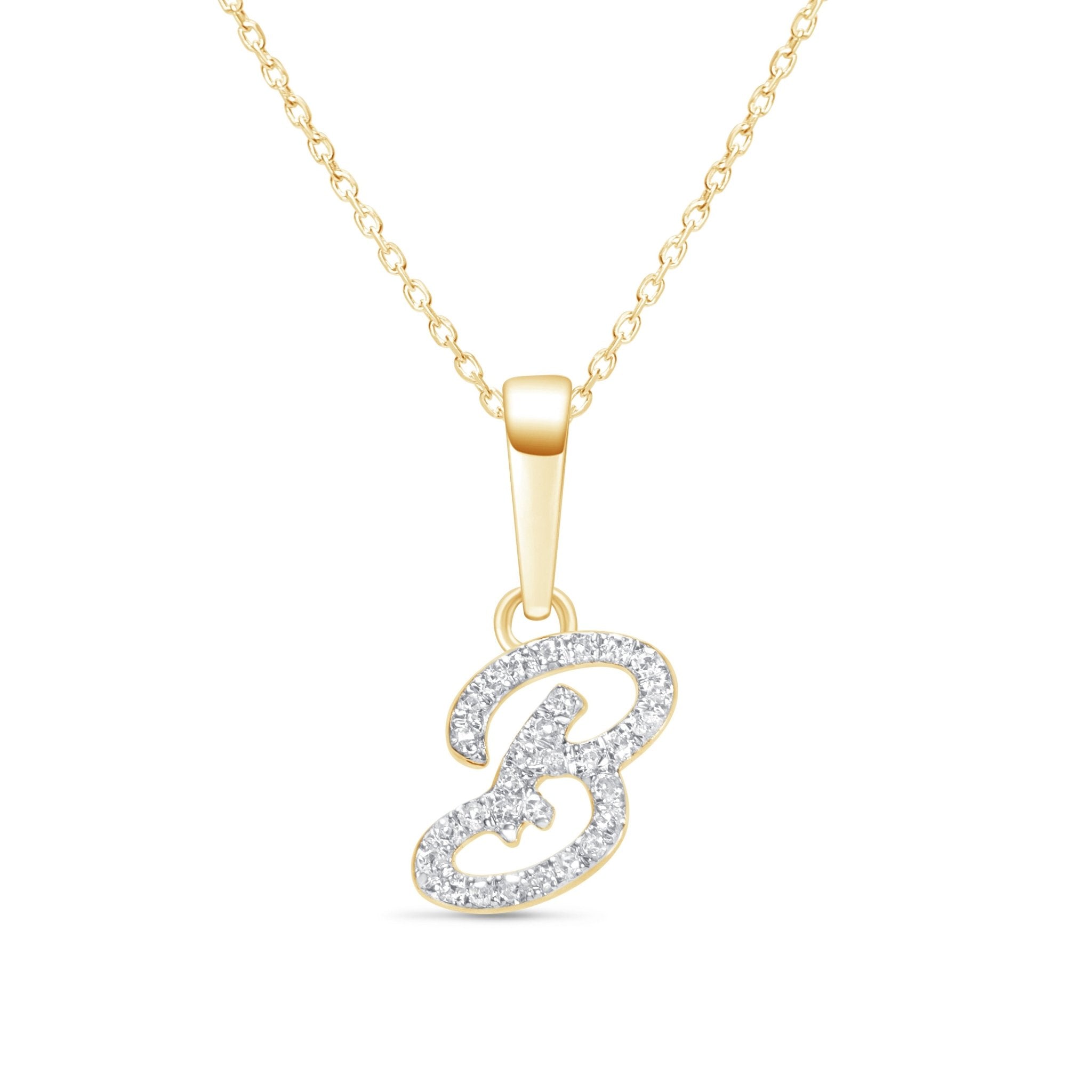 Cursive Diamond Initial Necklace - B Necklaces Estella Collection #product_description# 18557 14k Diamond Gemstone #tag4# #tag5# #tag6# #tag7# #tag8# #tag9# #tag10# 14k Yellow Gold
