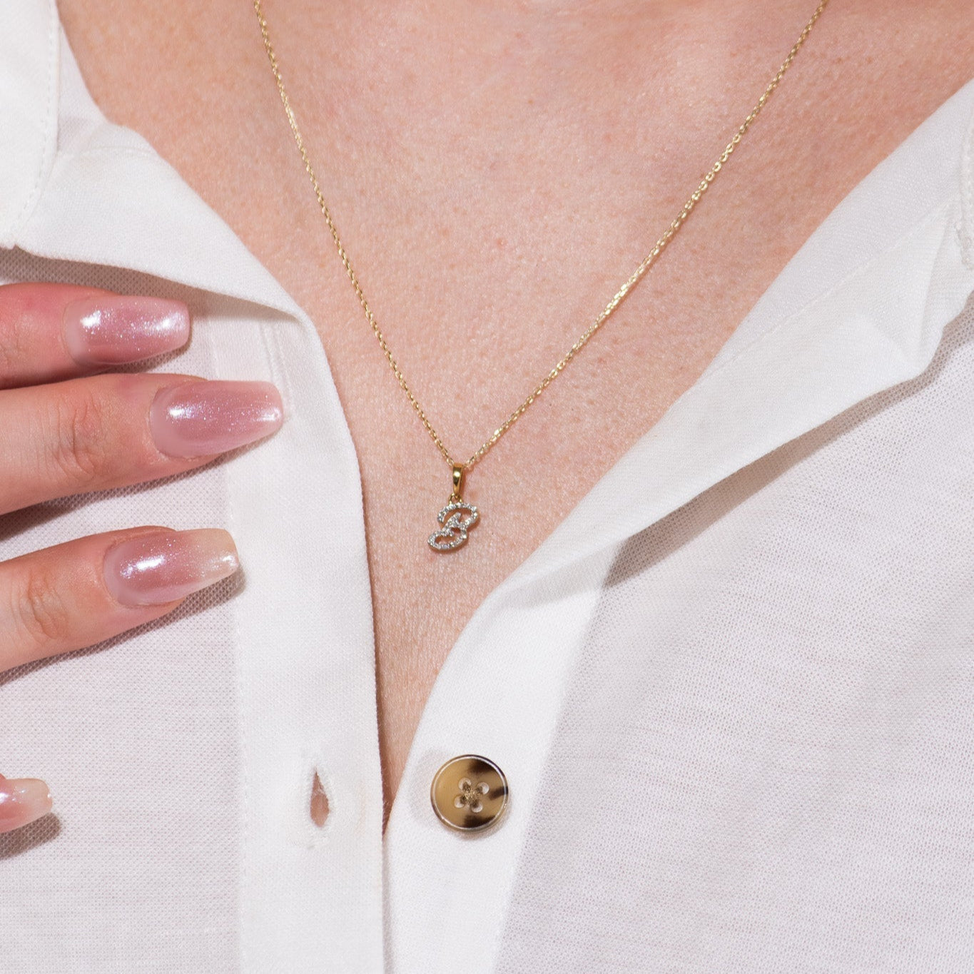 Cursive Diamond Initial Necklace - B Necklaces Estella Collection #product_description# 18557 14k Diamond Gemstone #tag4# #tag5# #tag6# #tag7# #tag8# #tag9# #tag10# 14k Yellow Gold