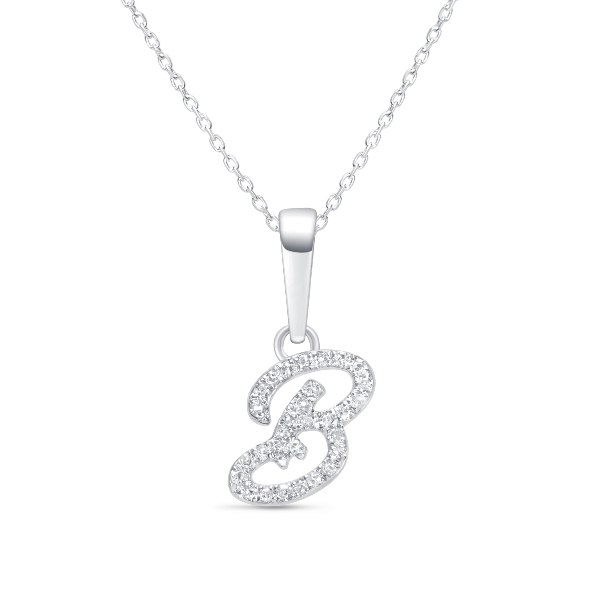 Cursive Diamond Initial Necklace - B Necklaces Estella Collection #product_description# 18557 14k Diamond Gemstone #tag4# #tag5# #tag6# #tag7# #tag8# #tag9# #tag10# 14k White Gold