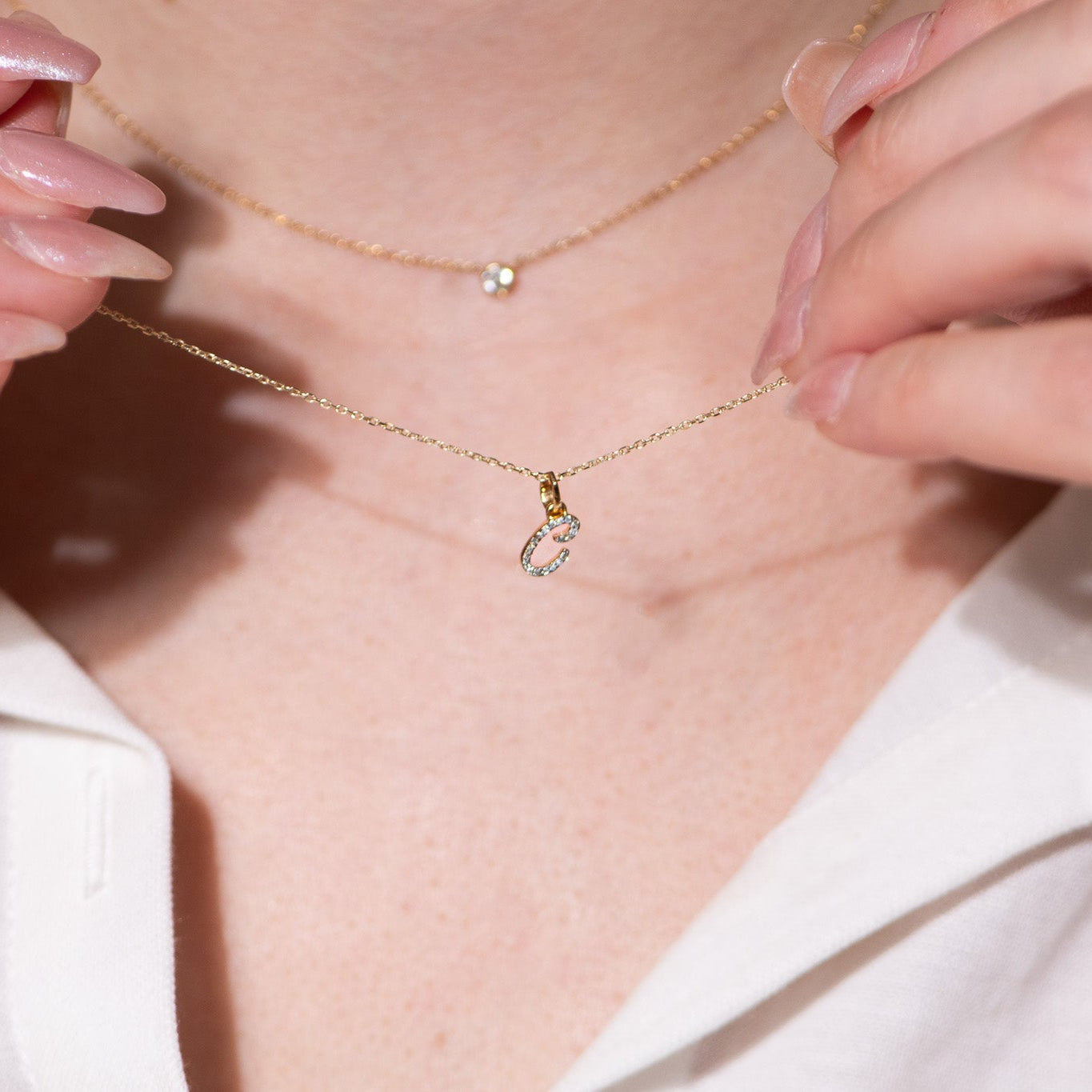 Cursive Diamond Initial Necklace - C Necklaces Estella Collection #product_description# 18557 14k Diamond Gemstone #tag4# #tag5# #tag6# #tag7# #tag8# #tag9# #tag10# 14k Yellow Gold