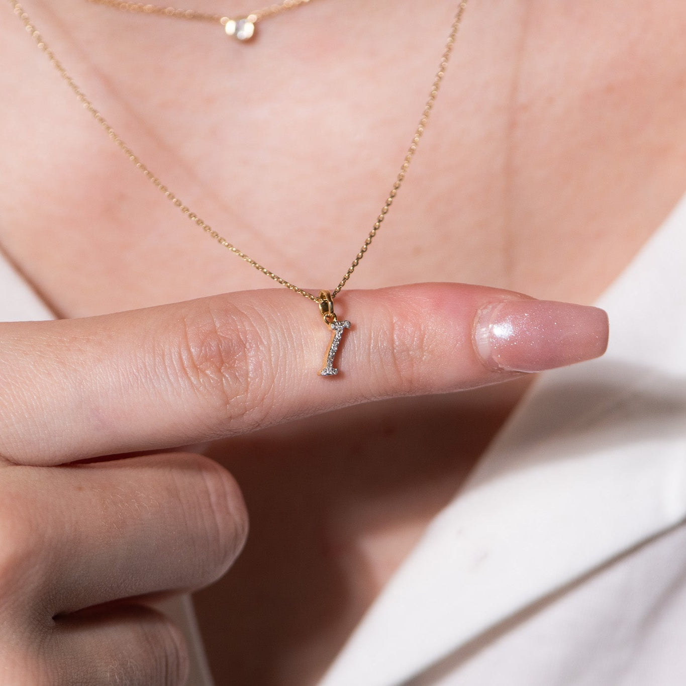 Cursive Diamond Initial Necklace - I Necklaces Estella Collection #product_description# 18557 14k Diamond Gemstone #tag4# #tag5# #tag6# #tag7# #tag8# #tag9# #tag10# 14k Yellow Gold