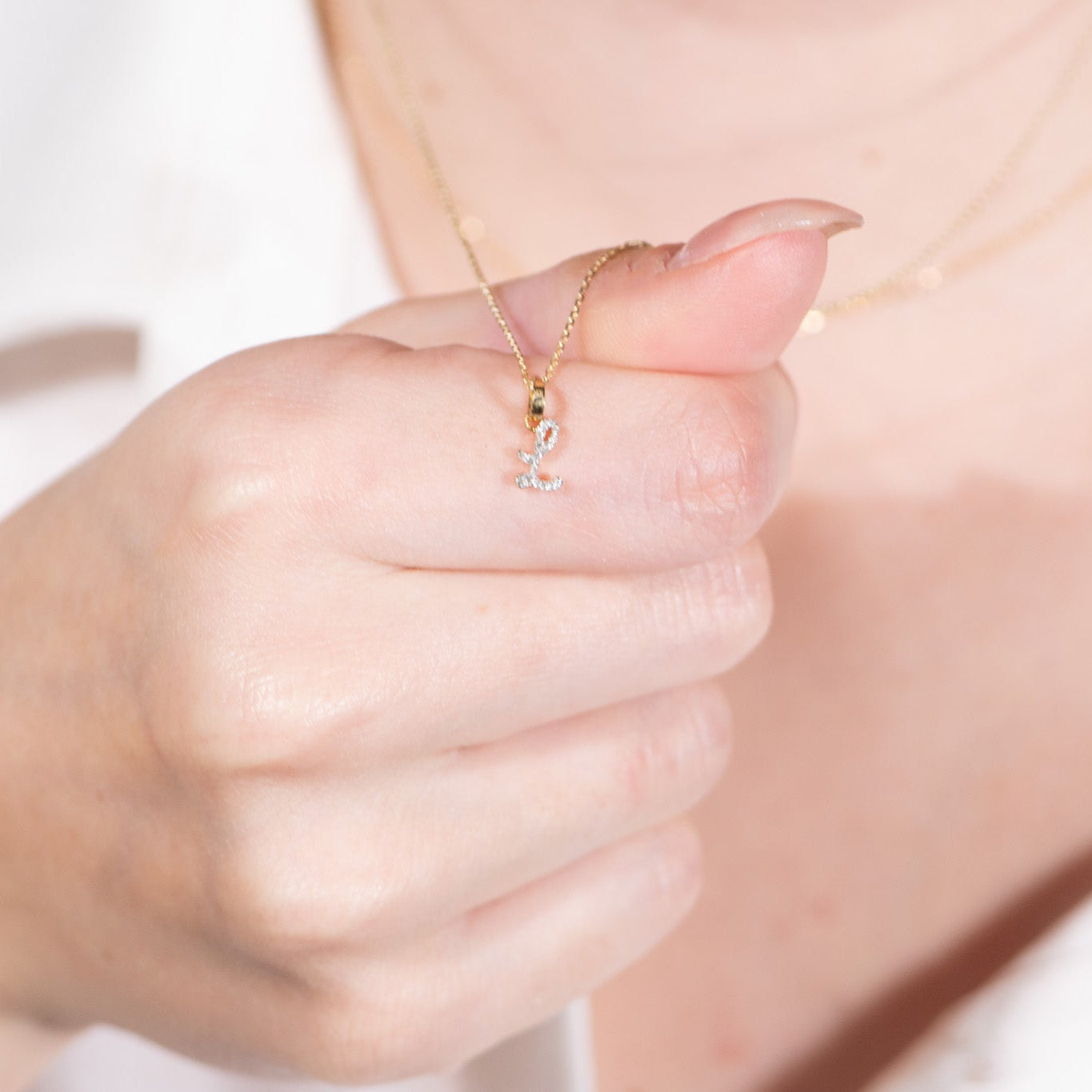 Cursive Diamond Initial Necklace - L Necklaces Estella Collection #product_description# 18557 14k Diamond Gemstone #tag4# #tag5# #tag6# #tag7# #tag8# #tag9# #tag10# 14k Yellow Gold