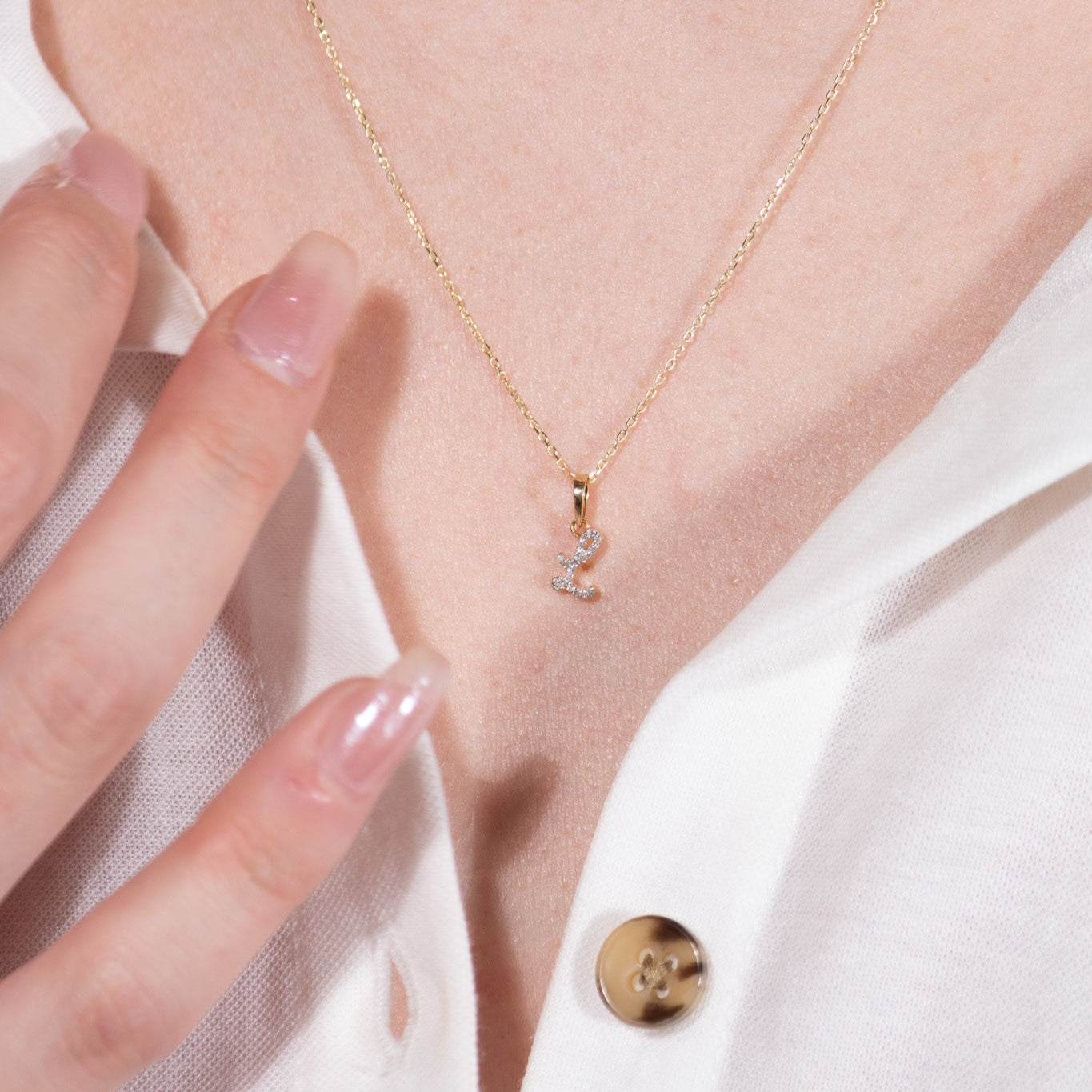 Cursive Diamond Initial Necklace - L Necklaces Estella Collection #product_description# 18557 14k Diamond Gemstone #tag4# #tag5# #tag6# #tag7# #tag8# #tag9# #tag10# 14k Yellow Gold