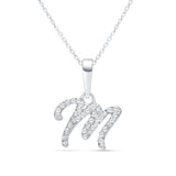 Cursive Diamond Initial Necklace - M Necklaces Estella Collection #product_description# 18557 14k Diamond Gemstone #tag4# #tag5# #tag6# #tag7# #tag8# #tag9# #tag10# 14k White Gold