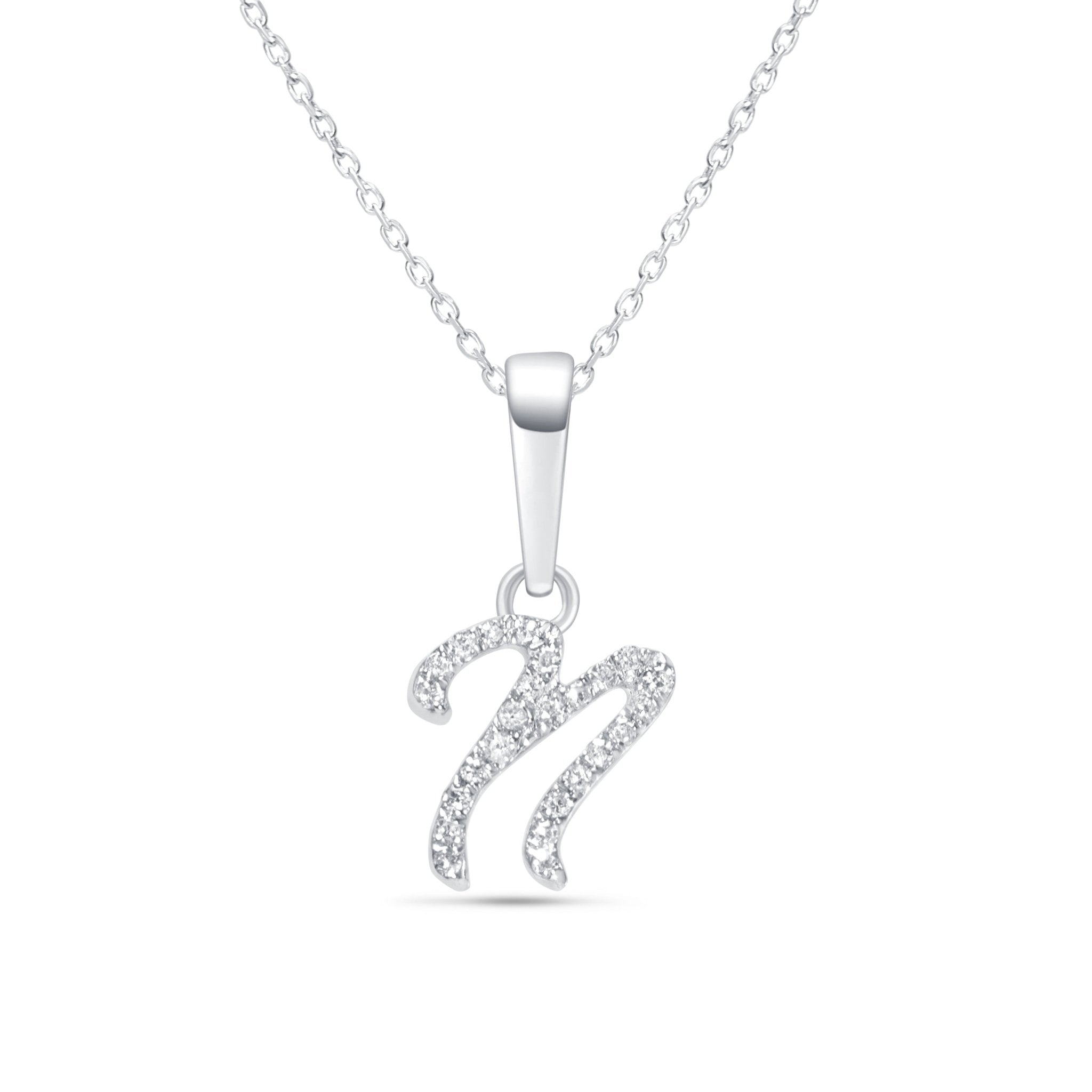 Cursive Diamond Initial Necklace - N Necklaces Estella Collection #product_description# 18557 14k Diamond Gemstone #tag4# #tag5# #tag6# #tag7# #tag8# #tag9# #tag10# 14k White Gold