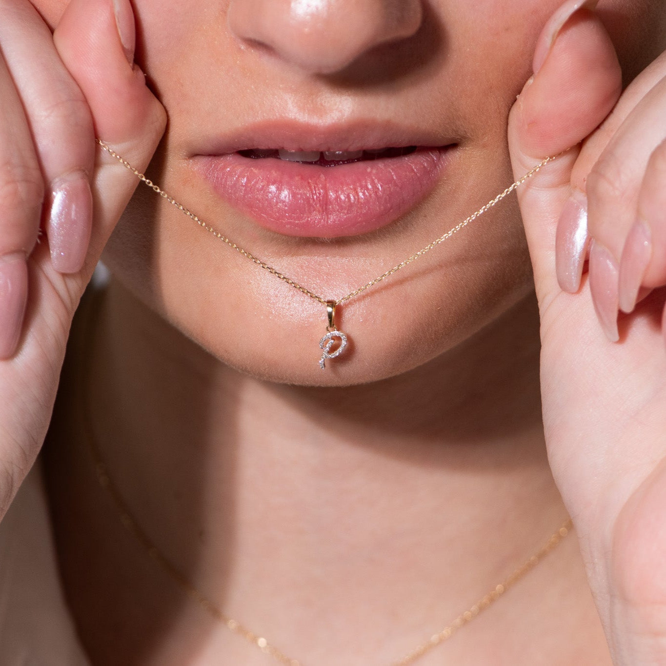 Cursive Diamond Initial Necklace - P Necklaces Estella Collection #product_description# 18557 14k Diamond Gemstone #tag4# #tag5# #tag6# #tag7# #tag8# #tag9# #tag10# 14k Yellow Gold
