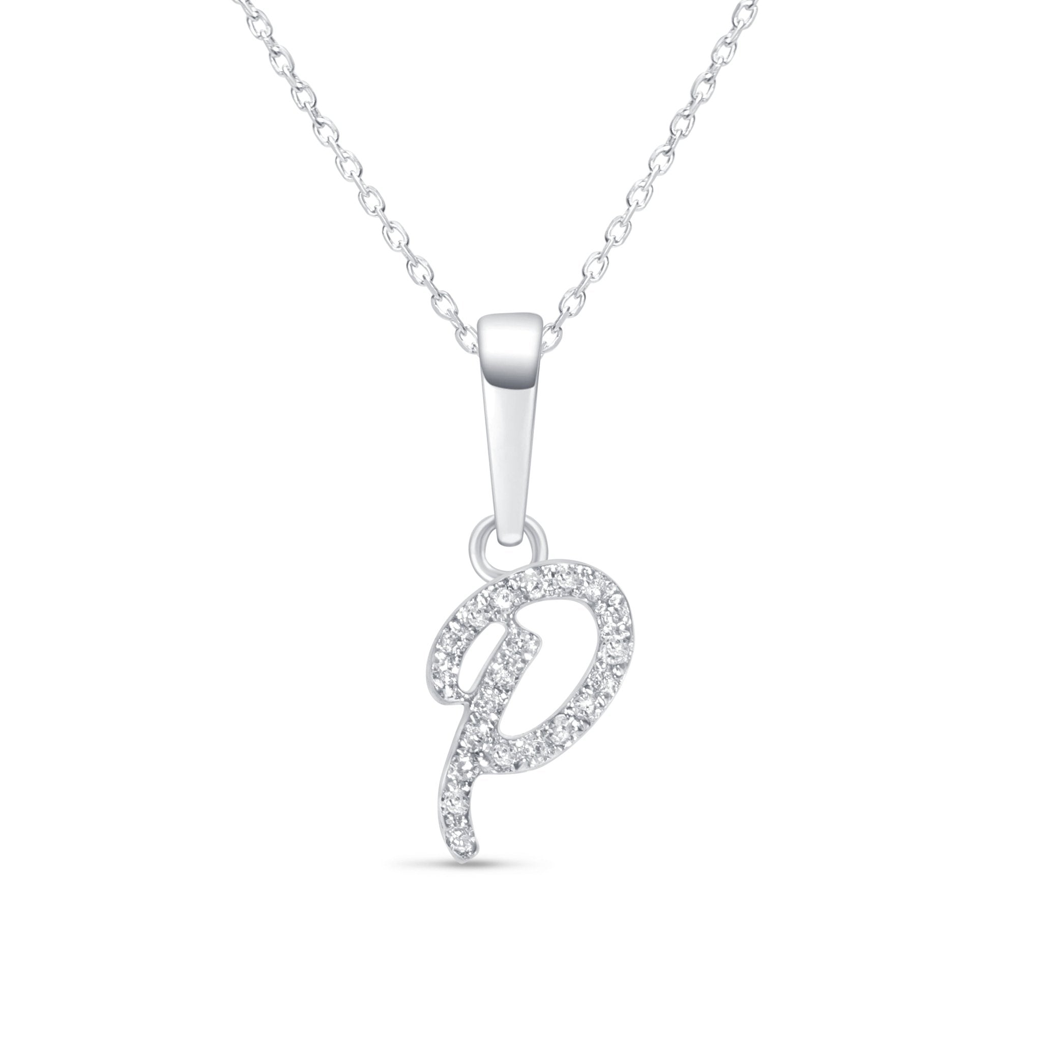 Cursive Diamond Initial Necklace - P Necklaces Estella Collection #product_description# 18557 14k Diamond Gemstone #tag4# #tag5# #tag6# #tag7# #tag8# #tag9# #tag10# 14k White Gold