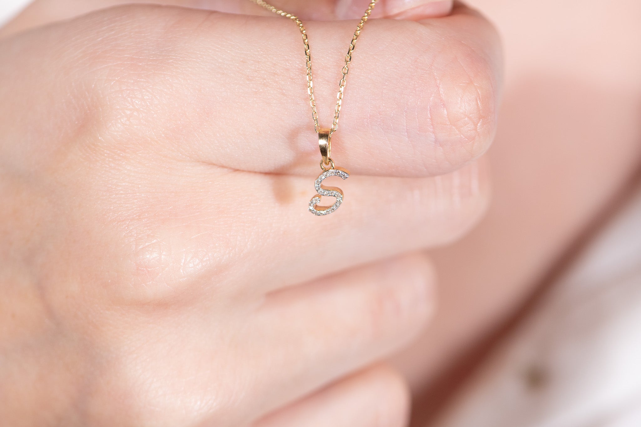 Cursive Diamond Initial Necklace - S Necklaces Estella Collection #product_description# 18557 14k Diamond Gemstone #tag4# #tag5# #tag6# #tag7# #tag8# #tag9# #tag10# 14k Yellow Gold