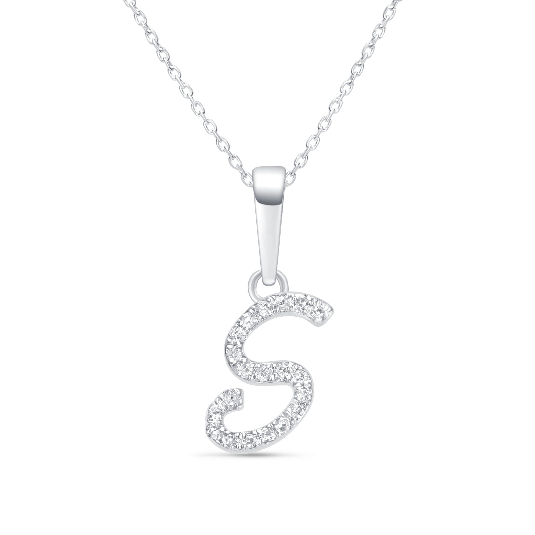 Cursive Diamond Initial Necklace - S Necklaces Estella Collection #product_description# 18557 14k Diamond Gemstone #tag4# #tag5# #tag6# #tag7# #tag8# #tag9# #tag10# 14k White Gold