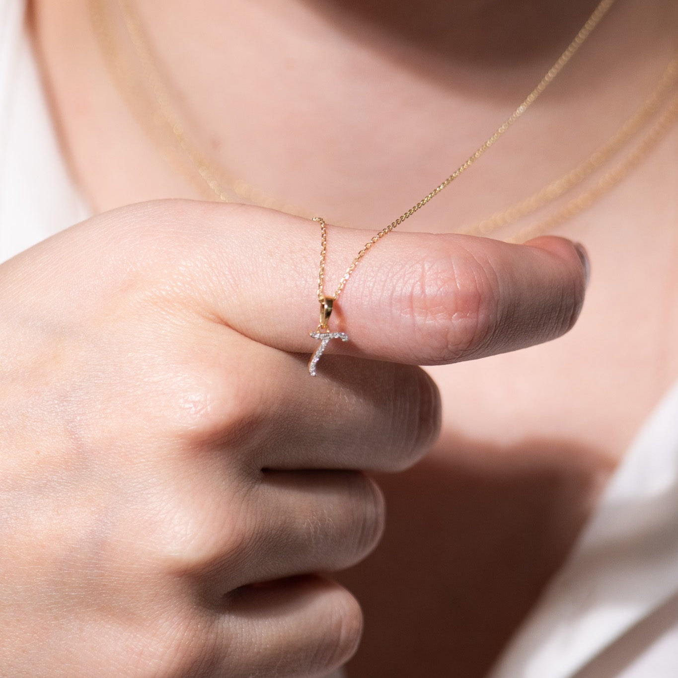 Cursive Diamond Initial Necklace - T Necklaces Estella Collection #product_description# 18557 14k Diamond Gemstone #tag4# #tag5# #tag6# #tag7# #tag8# #tag9# #tag10# 14k Yellow Gold