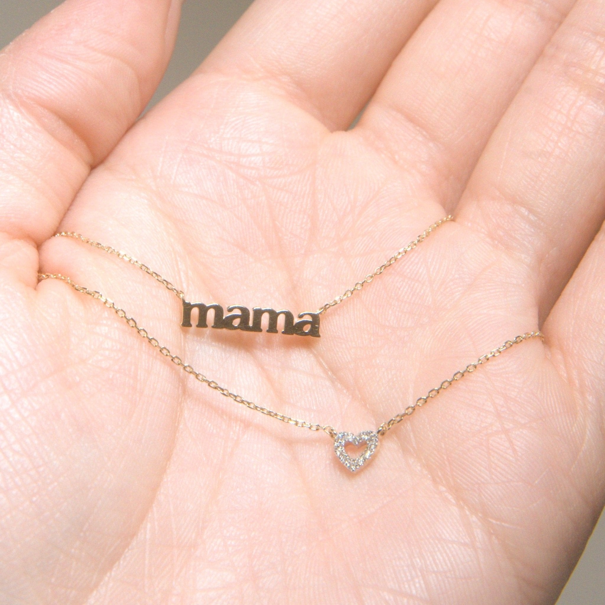 Mama Necklace in Solid 14k Yellow Gold Necklaces Estella Collection #product_description# #tag4# #tag5# #tag6# #tag7# #tag8# #tag9# #tag10#