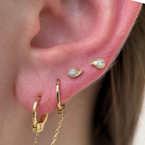 Diamond Paisley Flat Back Stud Milgrain Set in Solid 14k White Gold