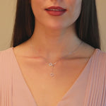 Diamond Clover Lariat Bolo Necklace in Solid 14k Rose Gold