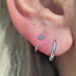 Cubic Zirconia Ear Cuff in Solid 14k White Gold