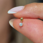 Solitaire Diamond Drop Flat Back Stud Earrings in Solid 14k Yellow Gold