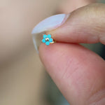 Turquoise Flower Flat Back Stud Earrings in Solid 14k Yellow Gold