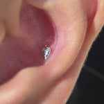 Solid 14k White Gold Strawberry Flat Back Stud