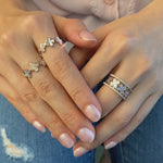 Mother of Pearl Clover Eternity Ring in Solid 14k Rose Gold