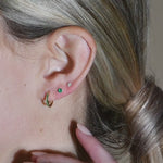 Emerald Cartilage Flat Back Stud Earrings in Solid 14k Yellow Gold