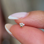 White Gold Triple Stone Beaded Flat Back Earring