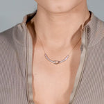 Diamond and Gold Loop Bar Necklace in Solid 10k Yellow Gold