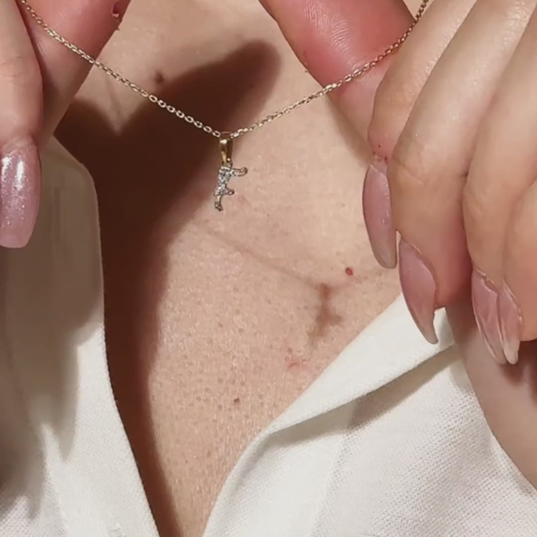  Diamond Cursive Initial Necklace