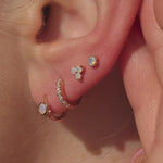 Pink Opal Flat Back Stud Earrings Milgrain Set in Solid 14k Yellow Gold