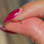 Diamond Heart Cupid's Arrow Flat Back Stud Earrings in Solid 14k Yellow Gold