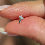 Solid 14k White Gold Cross Flat Back Stud Earring