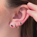 Black Onyx Flat Back Stud Earrings Milgrain Set in Solid 14k Yellow Gold