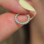Bubble Beaded Hoop Earring in Solid 14k White Gold